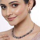 Rose Gold Plated Baguette Cut White American Diamond Ethnic Necklace Jewellery Set