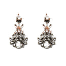 Rose Gold Plated Baguette Cut White American Diamond Ethnic Necklace Jewellery Set