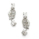 Rhodium Plated Cushion Cut White American Diamond Ethnic Necklace Jewellery Set