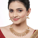 Antique Gold Plated Contour White Pearl Ethnic South Indian Jewellery Set