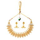 Antique Gold Plated Contour White Pearl Ethnic South Indian Jewellery Set