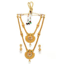 Gold Plated Medallion Multicolor Ethnic Kundan Necklace Jewellery Set