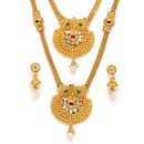 Gold Plated Medallion Multicolor Ethnic Kundan Necklace Jewellery Set