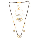 Gold Plated Tilted Square White American Diamond Contemporary Combo Set Mangalsutra