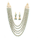 Gold Plated Stylish Green Pearl Ethnic Stylish Layered Necklaces