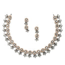 Rose Gold Plated Stylish Tapered White AD Ethnic Necklace Jewellery Set