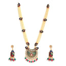 Gold Plated Stylish Peacock Multicolor Pearl Ethnic Long Necklace Set