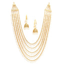 Gold Plated White Pearl Ethnic Layered Necklaces