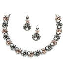 Rose Gold Plated Baguette Cut White American Diamond Ethnic Necklace Jewellery Set