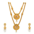 Gold Plated Medallion Multicolor Ethnic Kundan Necklace Jewellery Set