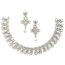 Rhodium Plated Marquise Cut White American Diamond Ethnic Necklace Jewellery Set