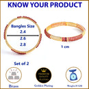 Gold Plated Red Ethnic Bangles For Women