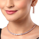 Rose Gold Plated Solitaire Strand White American Diamond Contemporary Necklace Jewellery Set