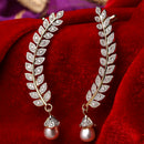 Gold Plated Leaf Shape AD Stone Contemporary Ear Cuff Earrings