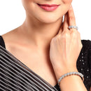 Rhodium Plated White AD Stone Contemporary Bracelet With Ring