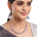 Rhodium Plated Pink AD Stone Ethnic Bridal Jewellery Set