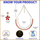 Gold Plated Pear Cut Red Ethnic AD Necklace Jewellery Set