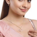 Gold Plated Interlocking Heart White Cubic Zirconia Casual Pendant Set