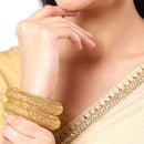 Gold Plated Ethnic Textured Bangles Set For Women
