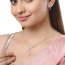 Gold Plated Interlocking Heart White Cubic Zirconia Casual Pendant Set