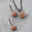 Rose Gold Plated Round Ball White Cubic Zirconia Casual / Daily Wear Pendant Set