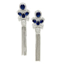 Rhodium Plated Chain Fringe American Diamond Contemporary Long Drop Earrings