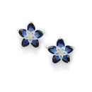 Floral Shaped Blue AD Stone Contemporary Rhodium Plated Studs Earrings