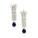 Rhodium Plated Teardrop Blue Ethnic AD Necklace Jewellery Set