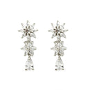 Rhodium Plated Leaf Vine White American Diamond Contemporary Necklace Jewellery Set