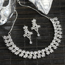 Rhodium Plated Marquise Cut White American Diamond Ethnic Necklace Jewellery Set