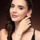 Rhodium Plated Multilayer Withe CZ Stone Contemporary Stack Bracelet