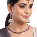 Rhodium Plated Red American Diamond Ethnic Bridal Jewellery Set
