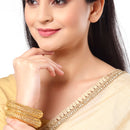 Gold Plated Ethnic Textured Bangles Set For Women