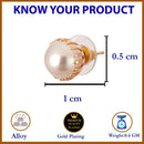 Gold Plated White Pearl Stone Daily Wear Studs Earrings