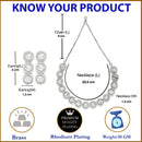 Rhodium Plated Round Halo White Ethnic AD Necklace Jewellery Set