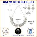 Rhodium Plated Marquise Cut White American Diamond Ethnic Necklace Jewellery Set