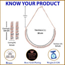 Rose Gold Plated Solitaire Strand White American Diamond Contemporary Necklace Jewellery Set