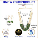 Gold Plated Green Pearl Ethnic Layered Necklaces