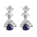 Rhodium Plated Triangle Cut Blue American Diamond Ethnic Necklace Jewellery Set