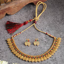 Gold Plated Coin Multicolor Cubic Zirconia Ethnic South Indian Jewellery Set