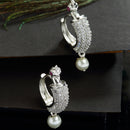 Contemporary White AD Stone Rhodium Plated Studs Earrings