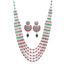 Rhodium Plated Draped Multicolor Cubic Zirconia Ethnic Oxidised Necklace