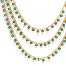 Gold Plated Green Stylish Pearl Ethnic Layered Necklaces