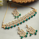 Flower Shaped Choker Bridal Necklace Set With Earrings Maang Tikka