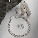 Oxidised Leaf Motif White Cubic Zirconia Ethnic Necklace