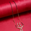 Gold Plated Multicolor AD Stone Contemporary Mangalsutra With Earrings