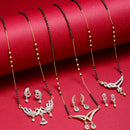 Gold Plated AD Studded Contemporary Mangalsutra & Earrings