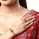 Gold Plated Red AD Stone Ethnic Bracelet With Ring