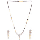 Gold Plated AD Studded Contemporary Mangalsutra & Earrings