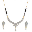 Gold Plated Black AD Studded Mangalsutra With Earrings